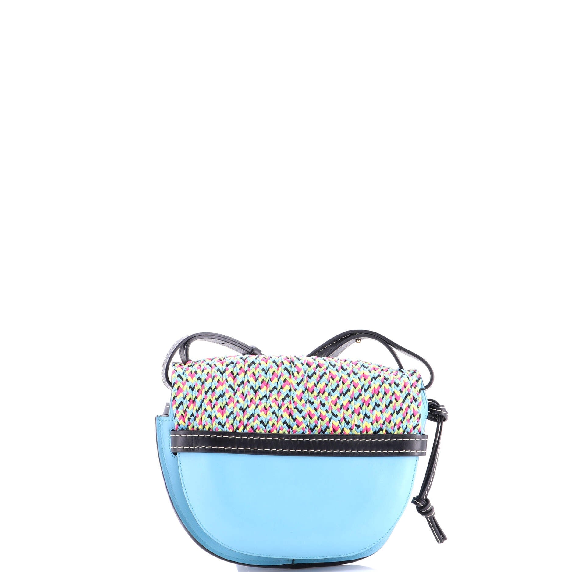 Gate Shoulder Bag Leather with Raffia Small