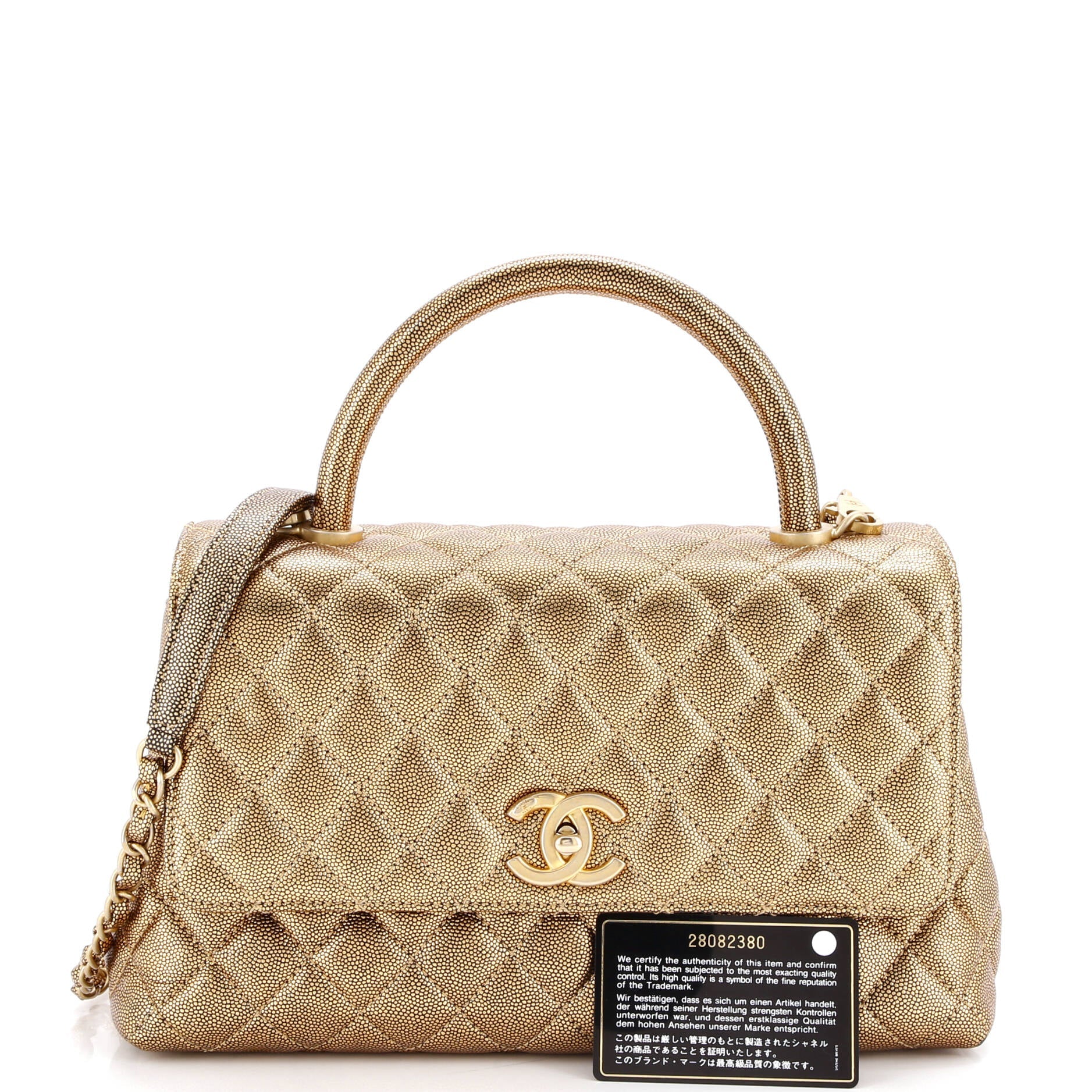 Coco Top Handle Bag Quilted Caviar Small