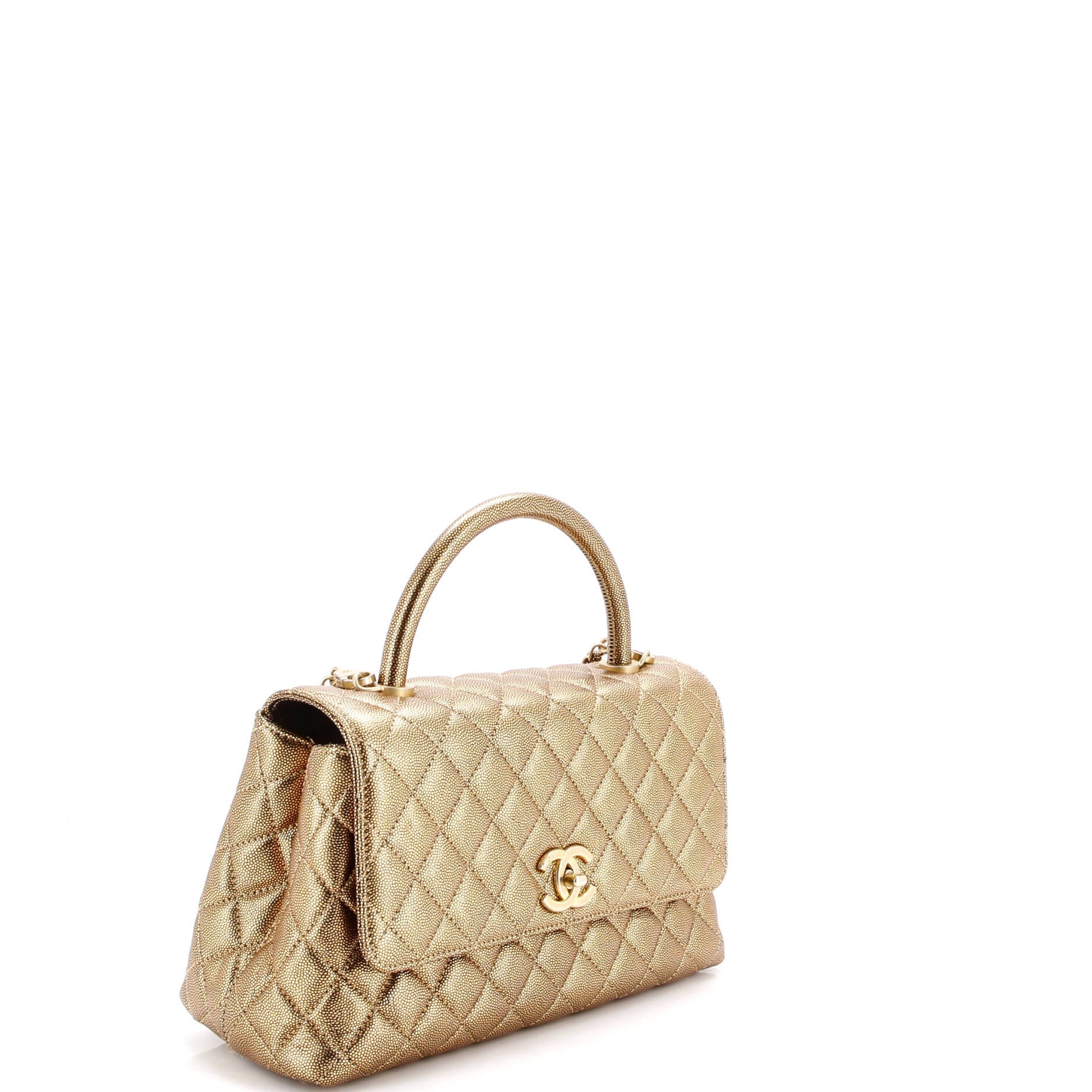 Coco Top Handle Bag Quilted Caviar Small