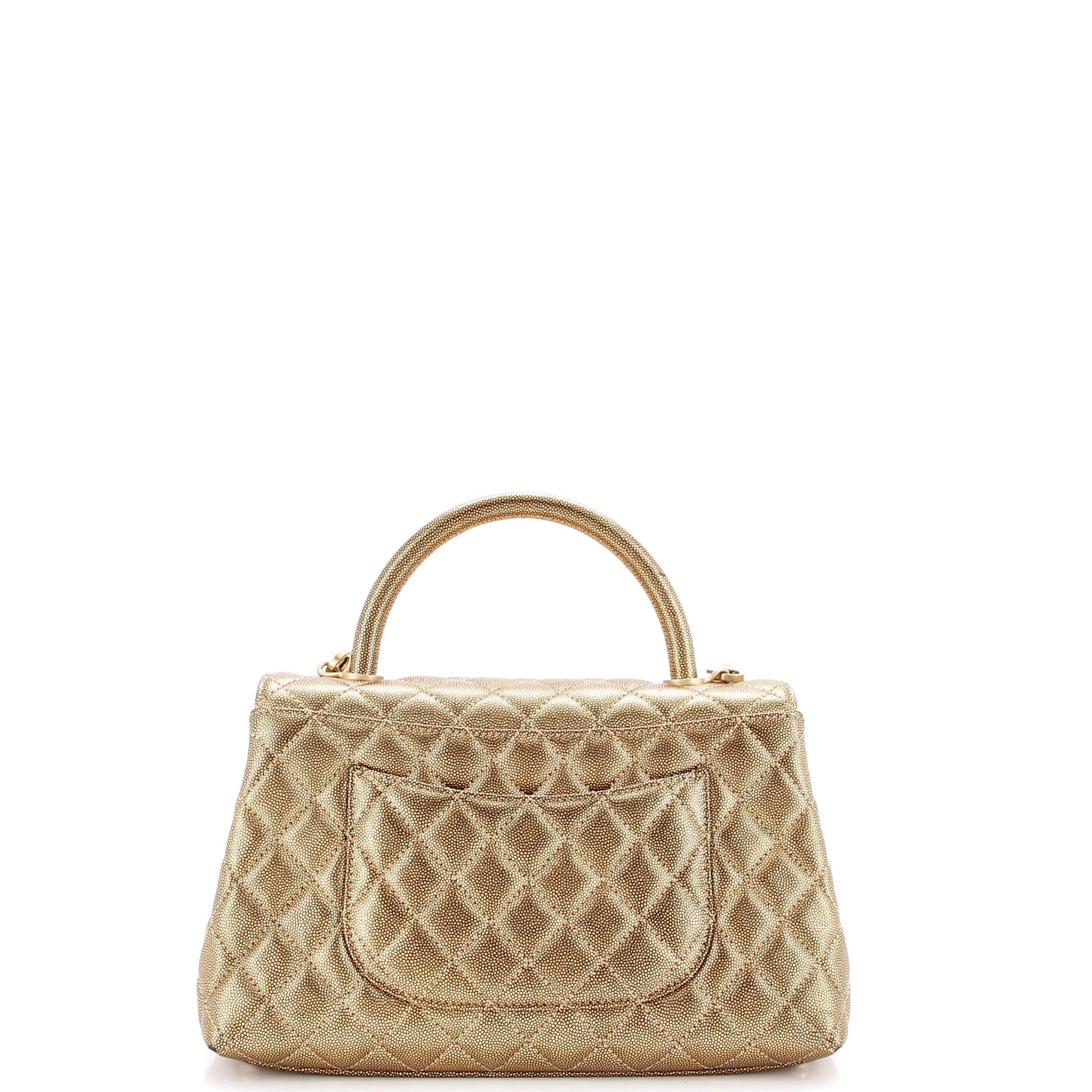 Coco Top Handle Bag Quilted Caviar Small