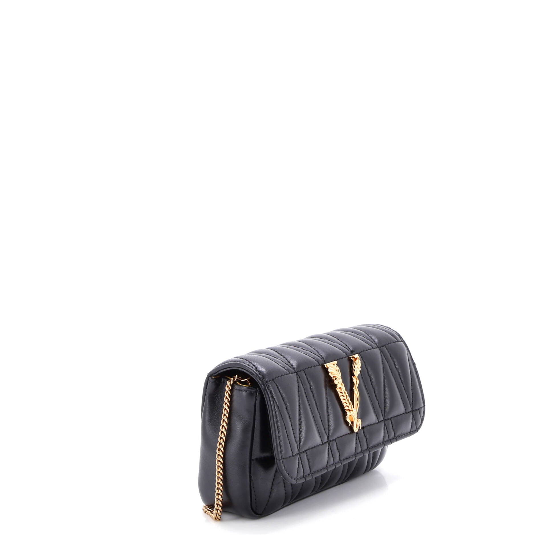 Virtus Clutch on Chain Quilted Leather