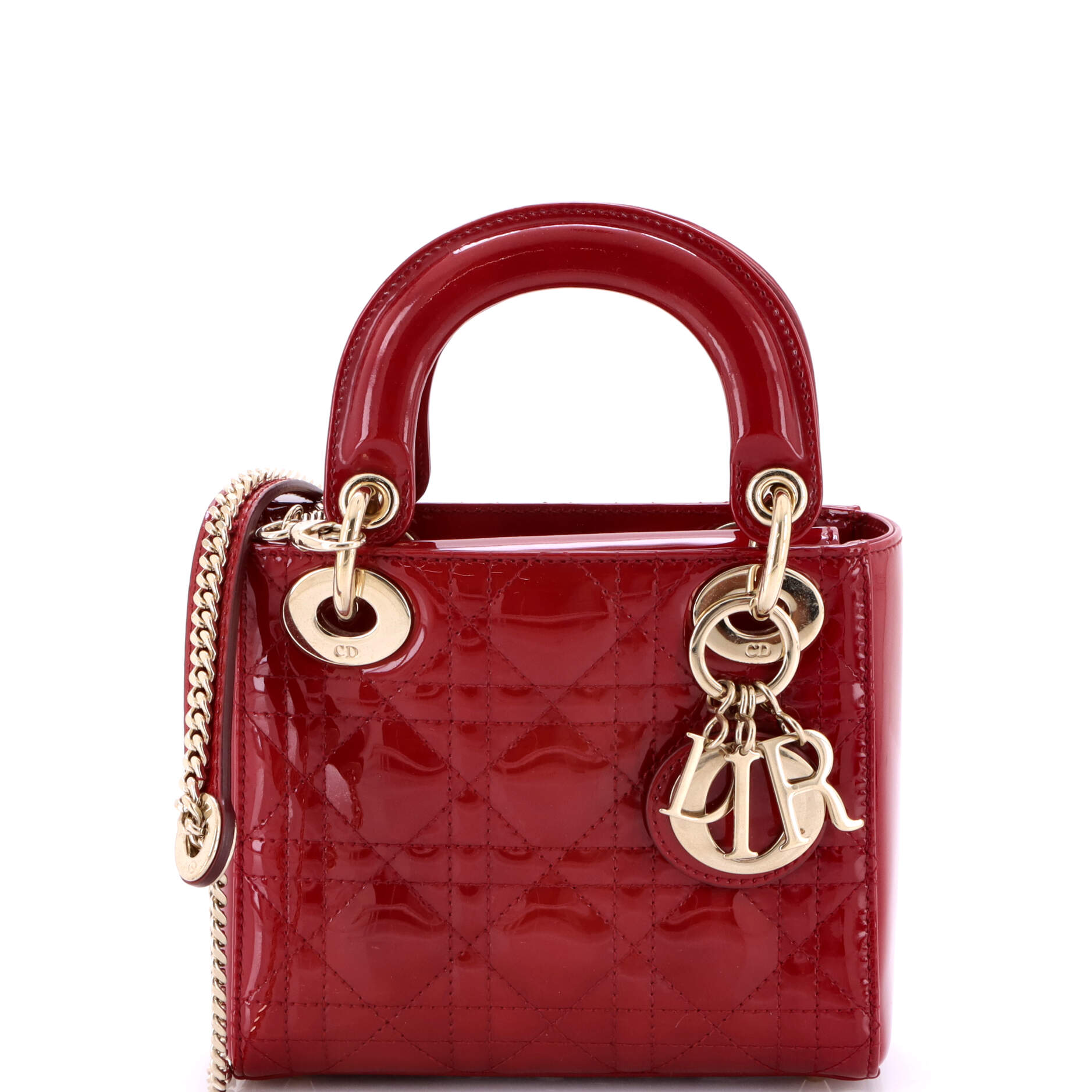 Lady Dior Chain Bag Cannage Quilt Patent Mini
