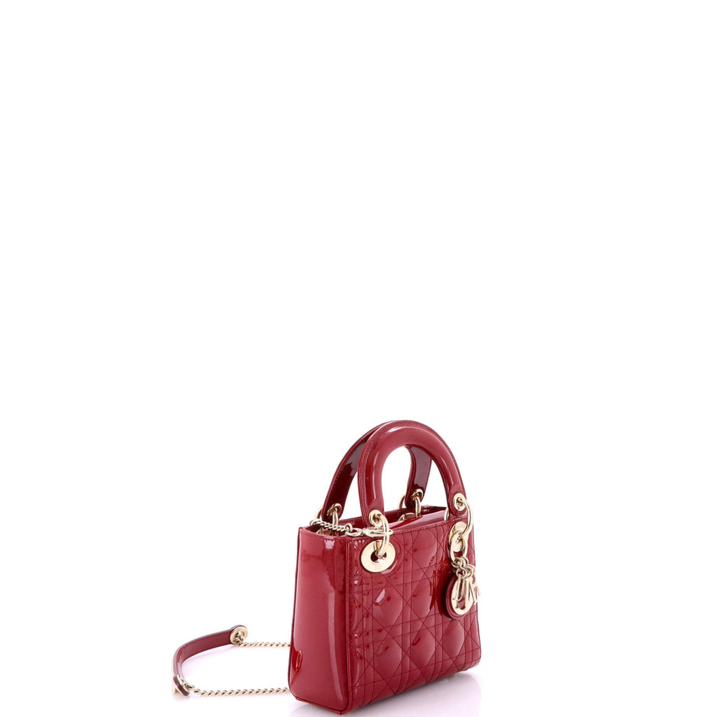 Lady Dior Chain Bag Cannage Quilt Patent Mini