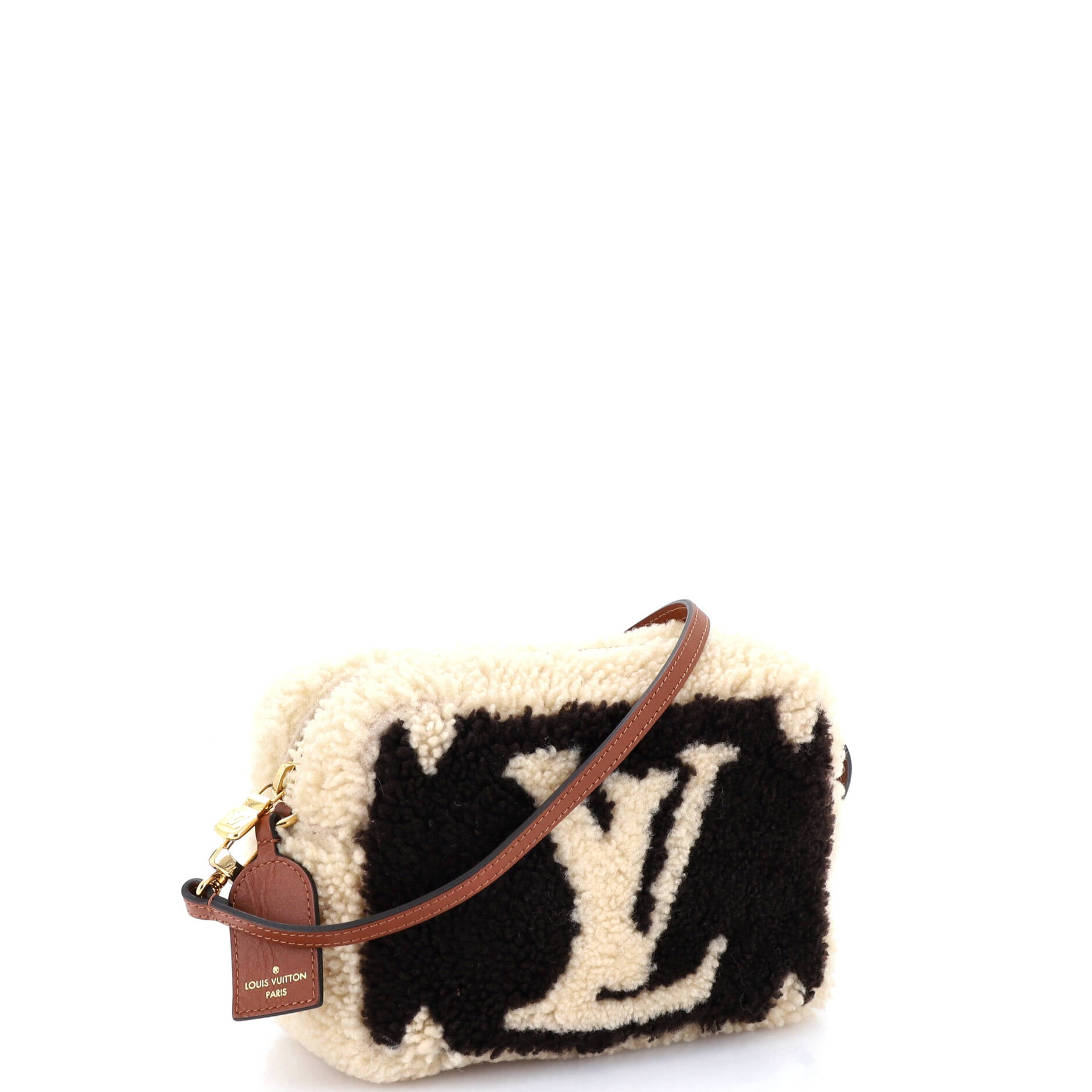 Beach Pouch Monogram Giant Teddy Fleece
