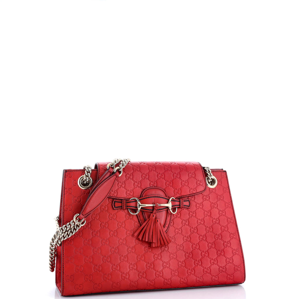Emily Chain Flap Shoulder Bag Guccissima Leather Large