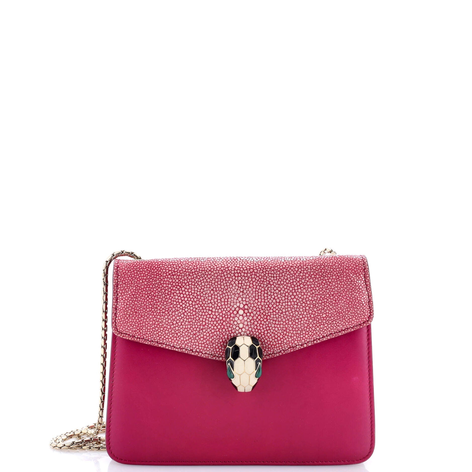 Serpenti Forever Square Shoulder Bag Leather and Stingray Small