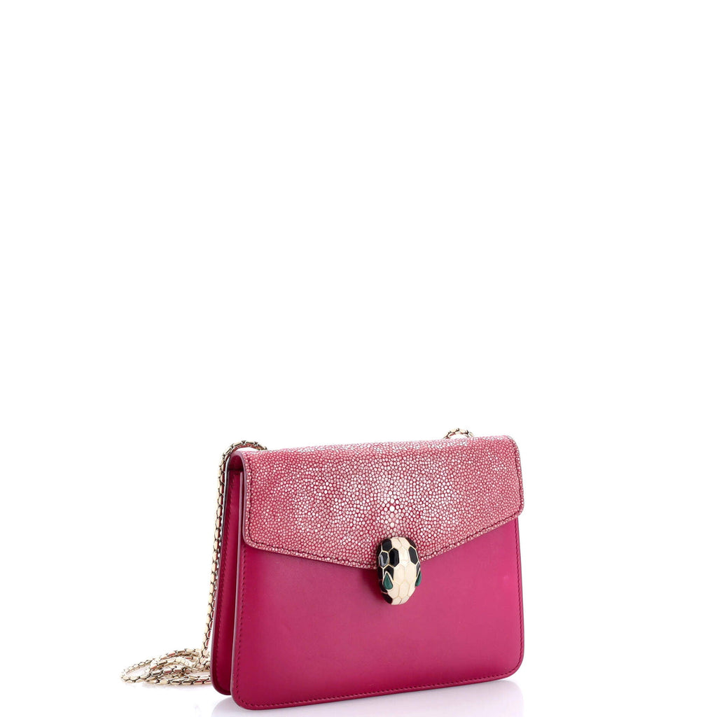 Serpenti Forever Square Shoulder Bag Leather and Stingray Small