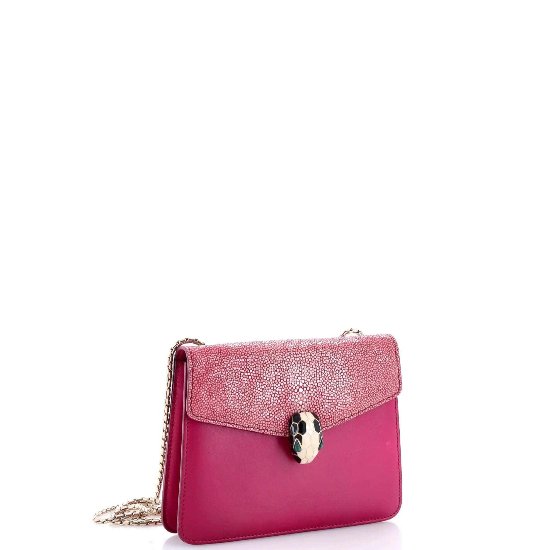 Serpenti Forever Square Shoulder Bag Leather and Stingray Small