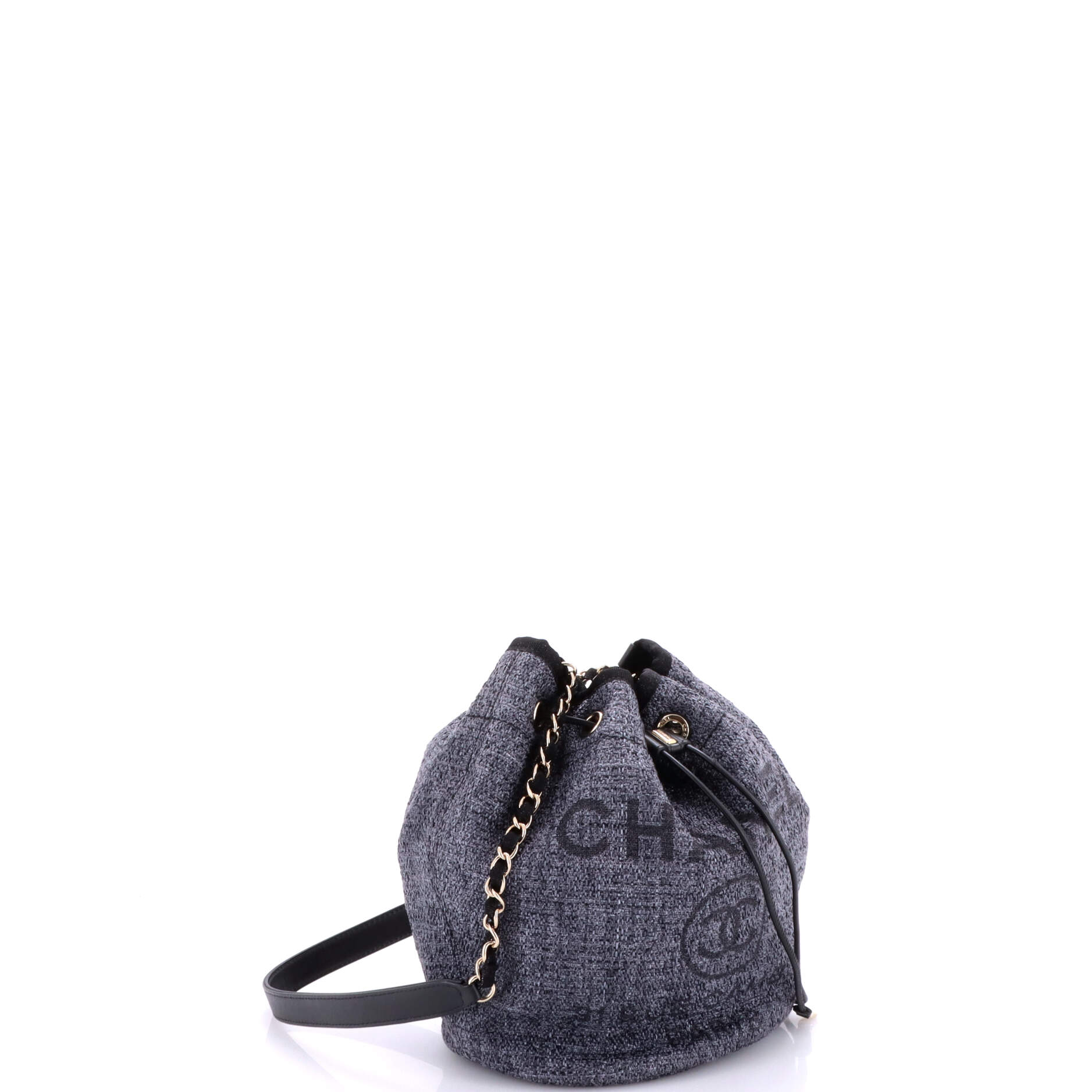 Deauville Drawstring Bucket Bag Raffia with Glitter Detail Medium