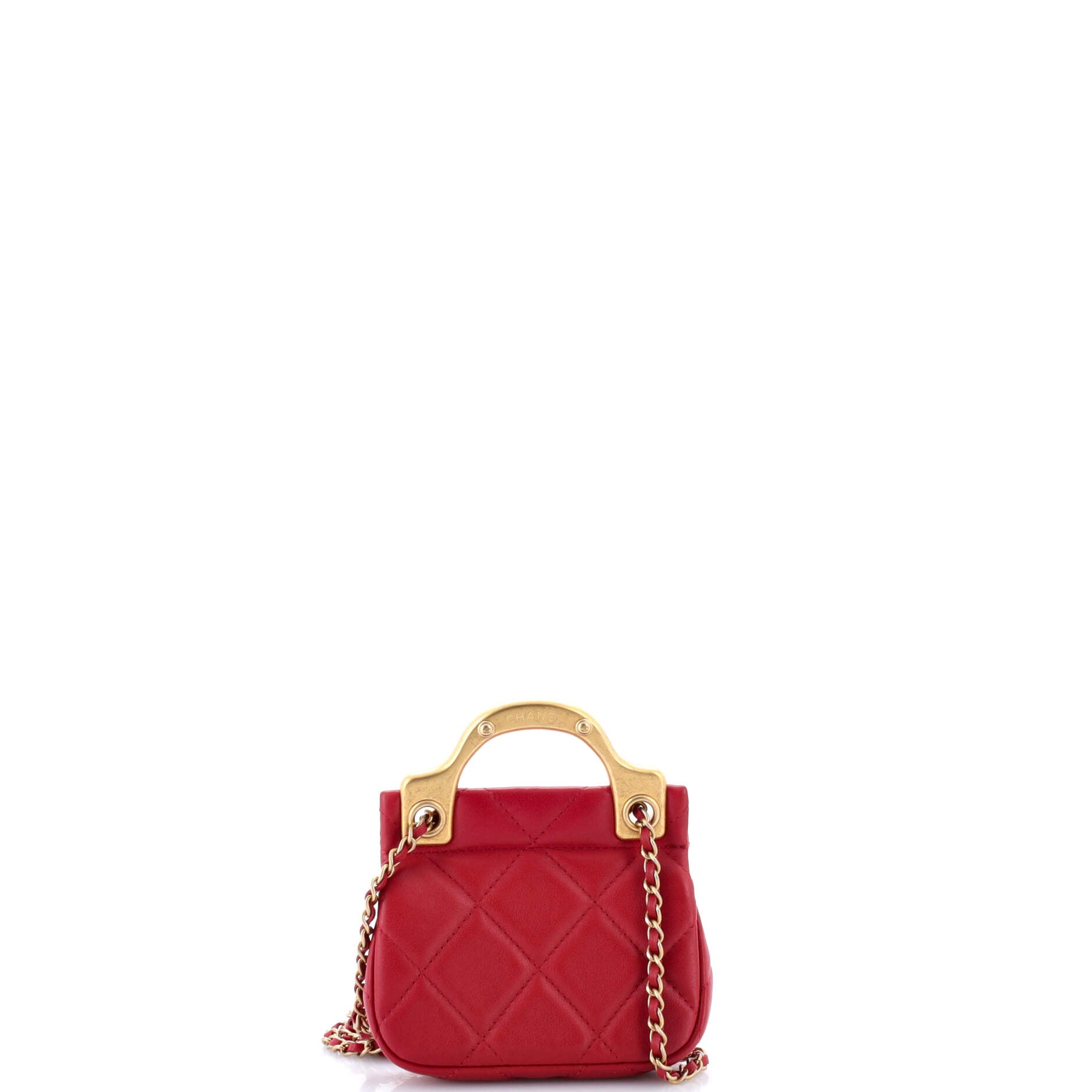Lady Handle Flap Card Holder on Chain Quilted Calfskin