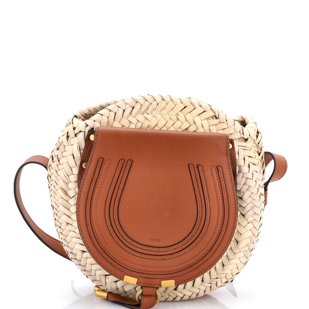 Marcie Basket Crossbody Bag Raffia and Leather Small