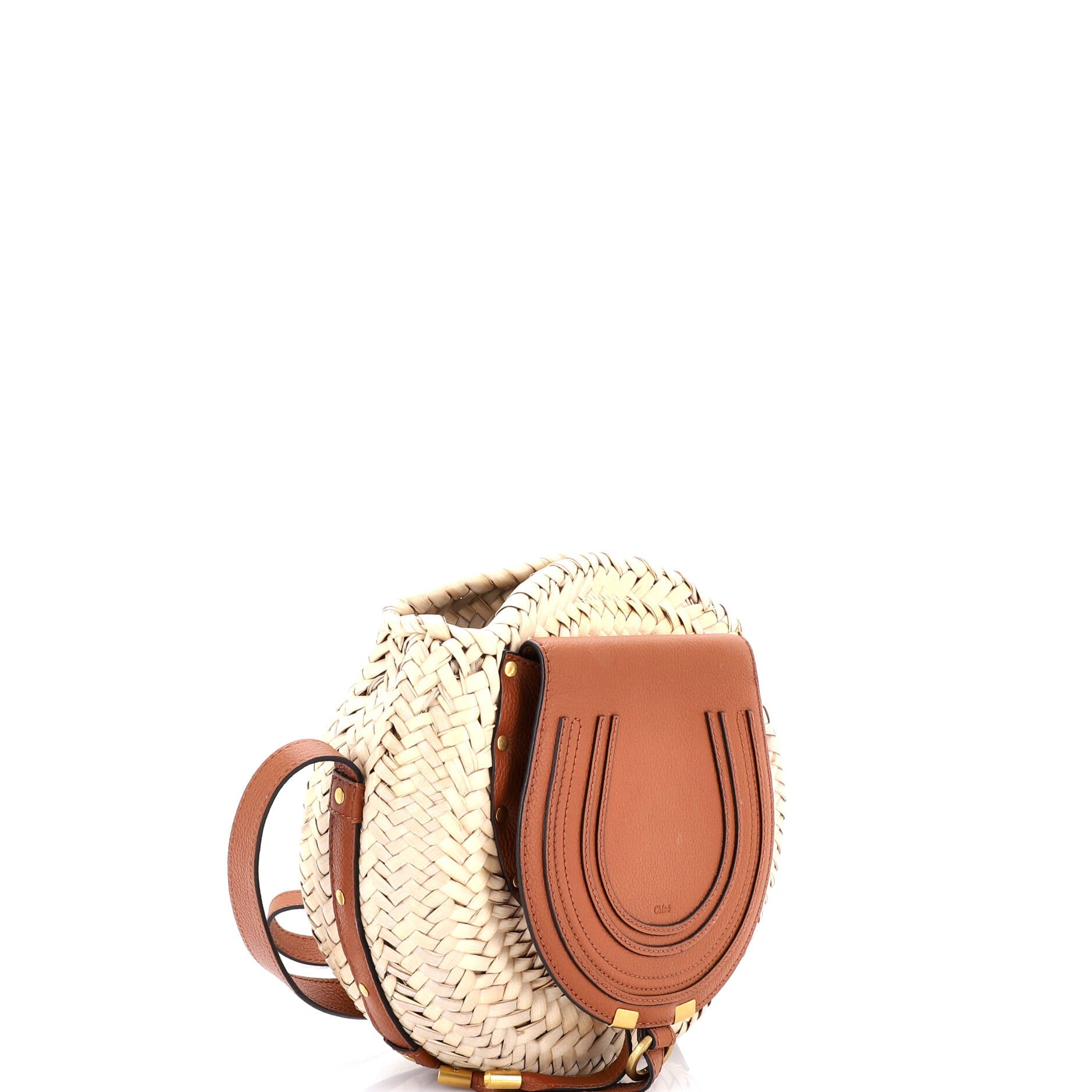 Marcie Basket Crossbody Bag Raffia and Leather Small