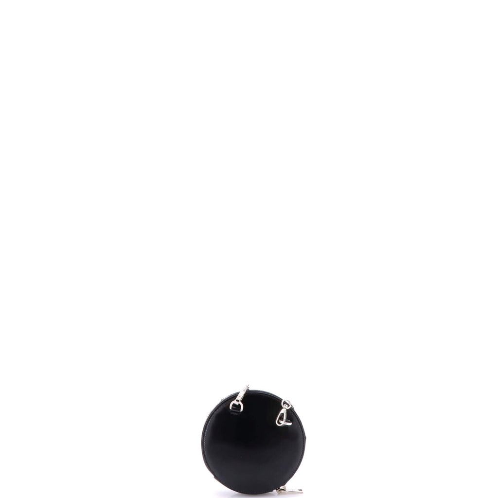 Round Pouch Bag with Chain Brushed Leather Mini
