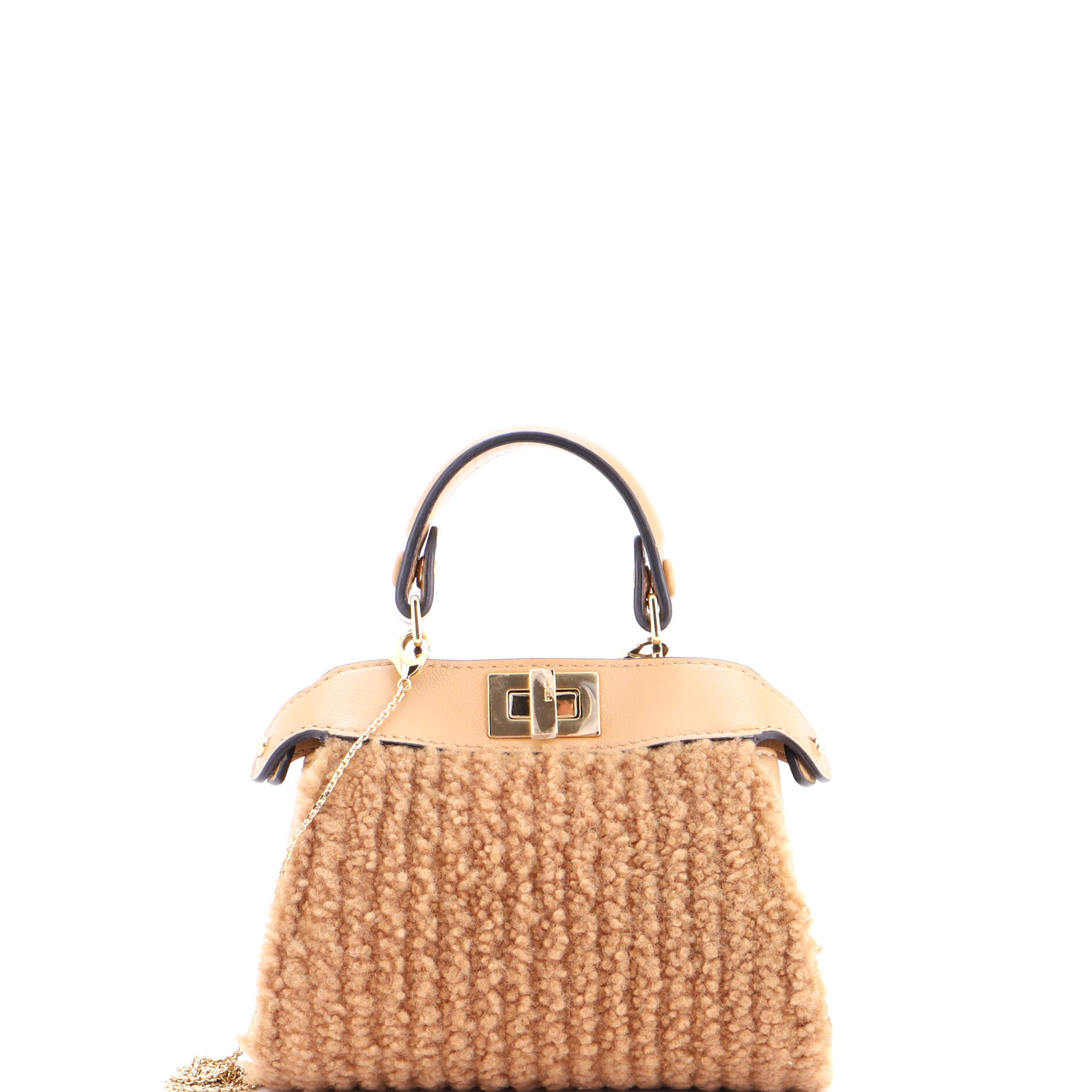 Peekaboo Bag Charm Shearling and Leather Nano