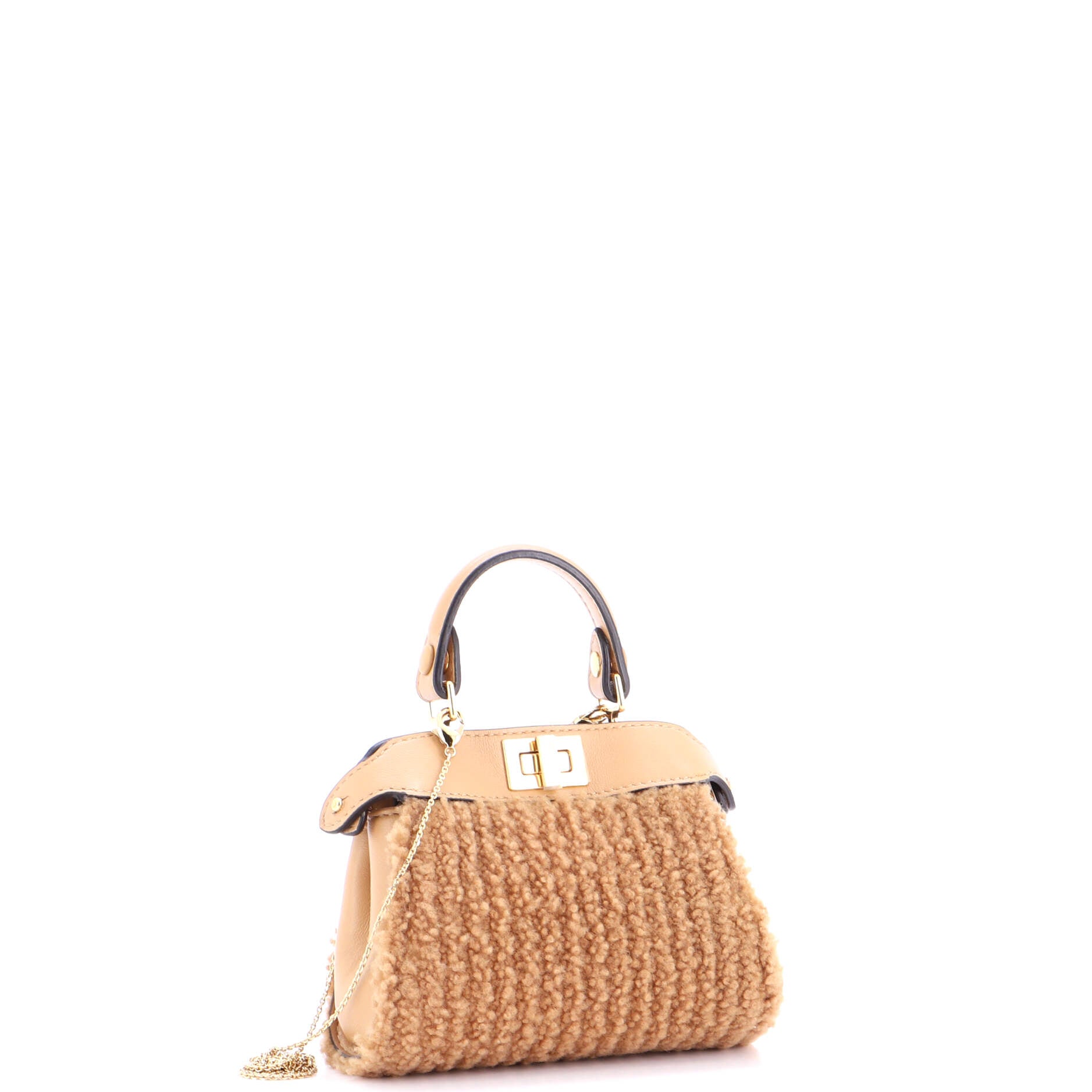 Peekaboo Bag Charm Shearling and Leather Nano