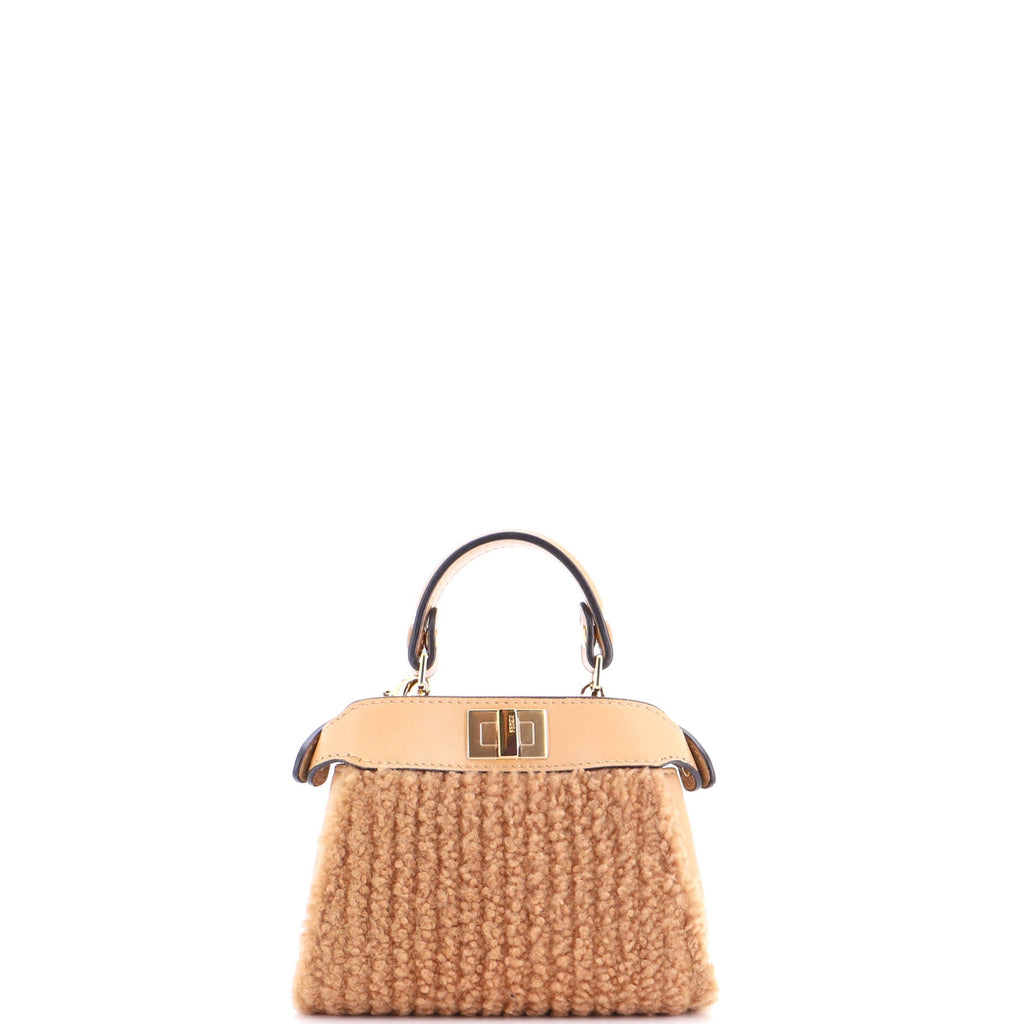 Peekaboo Bag Charm Shearling and Leather Nano