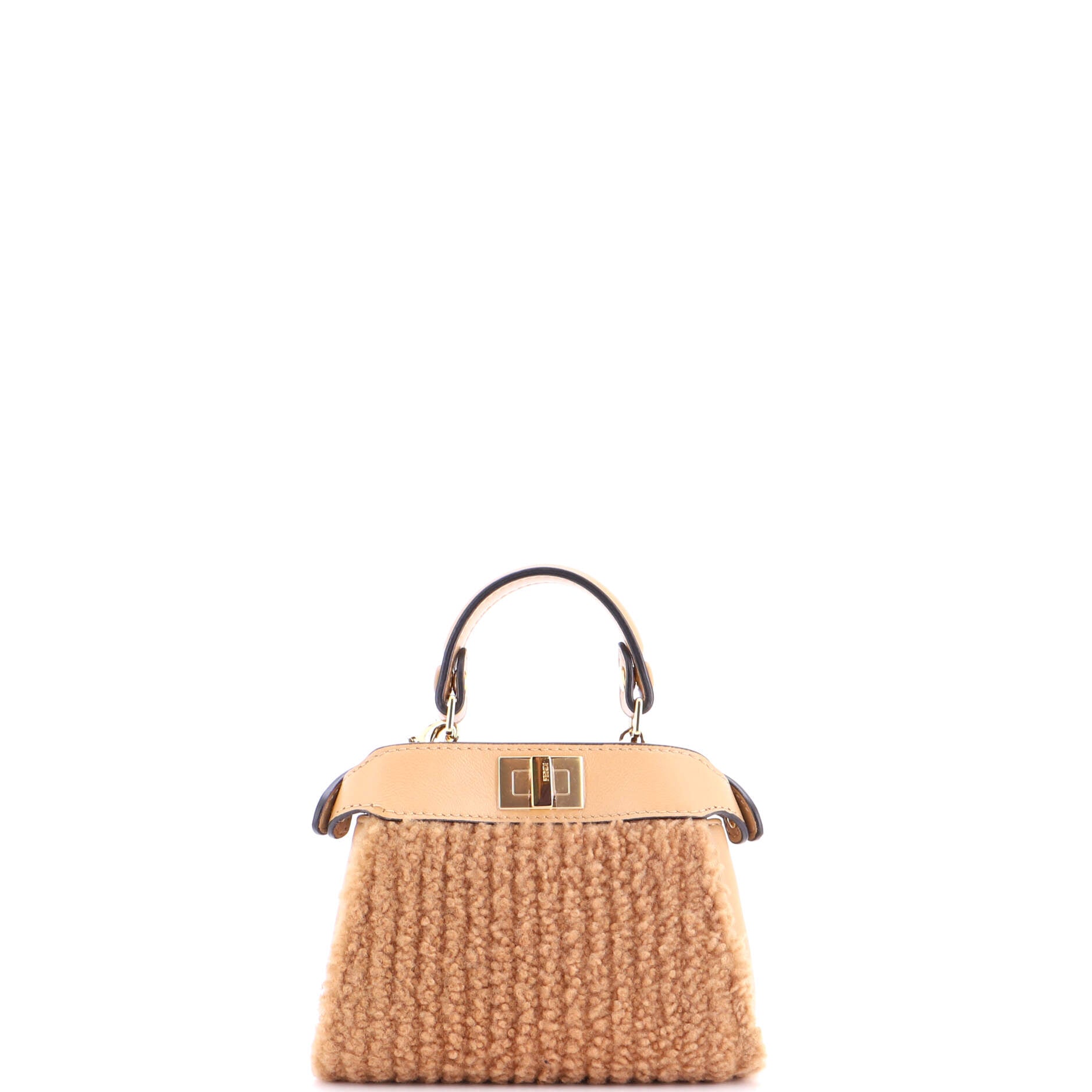 Peekaboo Bag Charm Shearling and Leather Nano