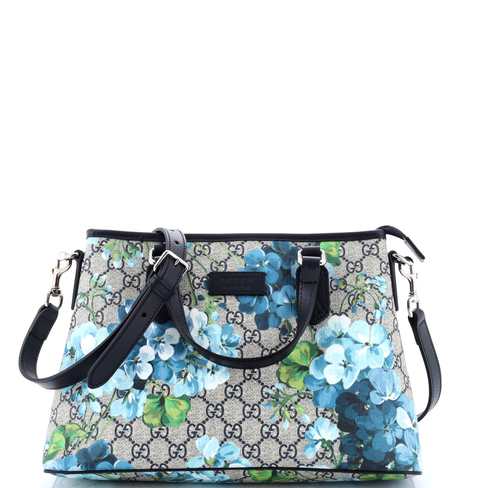 Convertible Zip Tote Blooms Print GG Coated Canvas Medium