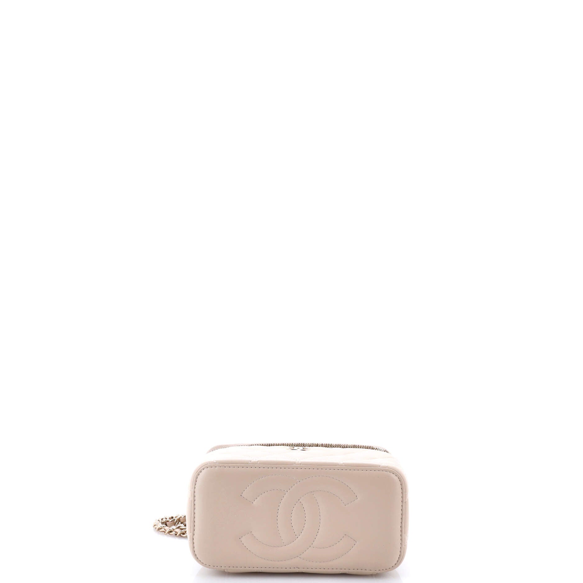 Classic Top Handle Vanity Case with Chain Quilted Lambskin Small