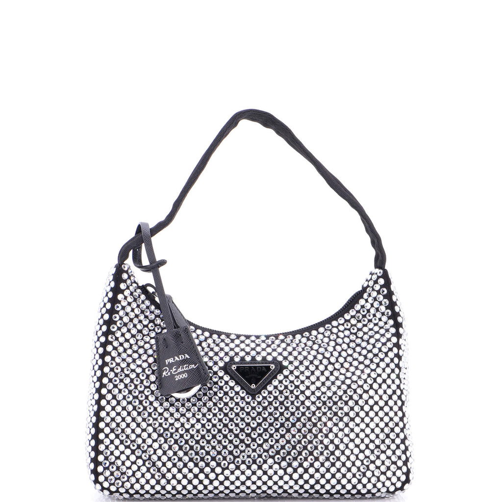 Re-Edition 2000 Hobo Crystal Embellished Satin Mini