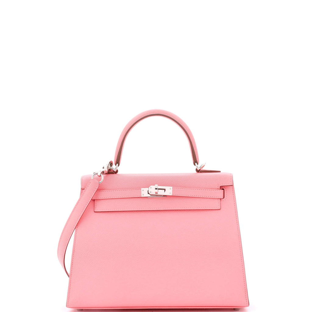 Kelly Handbag Rose Confetti Epsom with Palladium Hardware 25