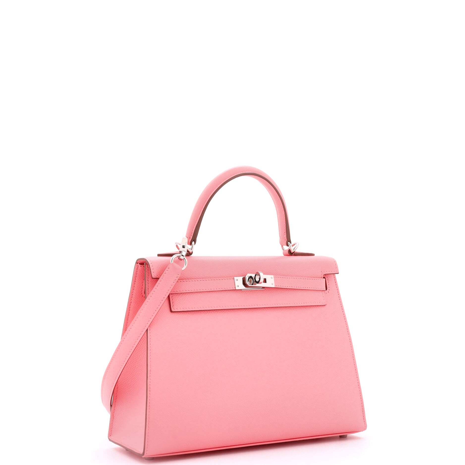 Kelly Handbag Rose Confetti Epsom with Palladium Hardware 25