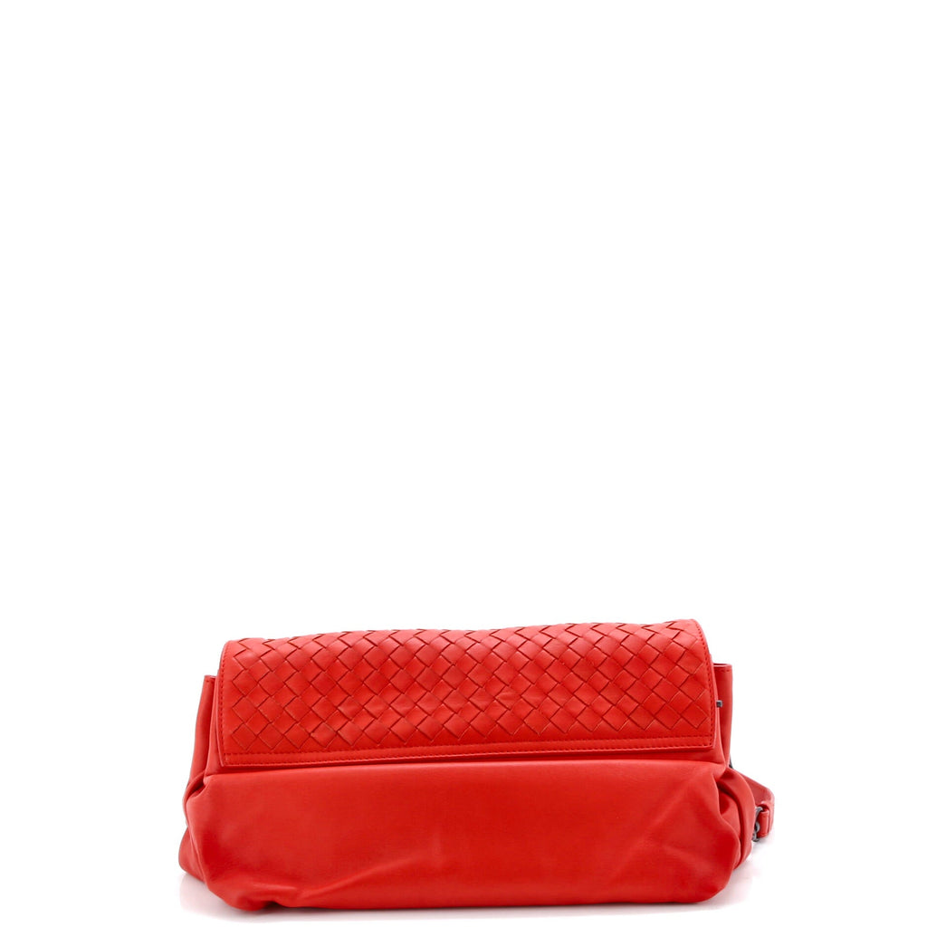 Accordion Flap Messenger Leather with Intrecciato Medium