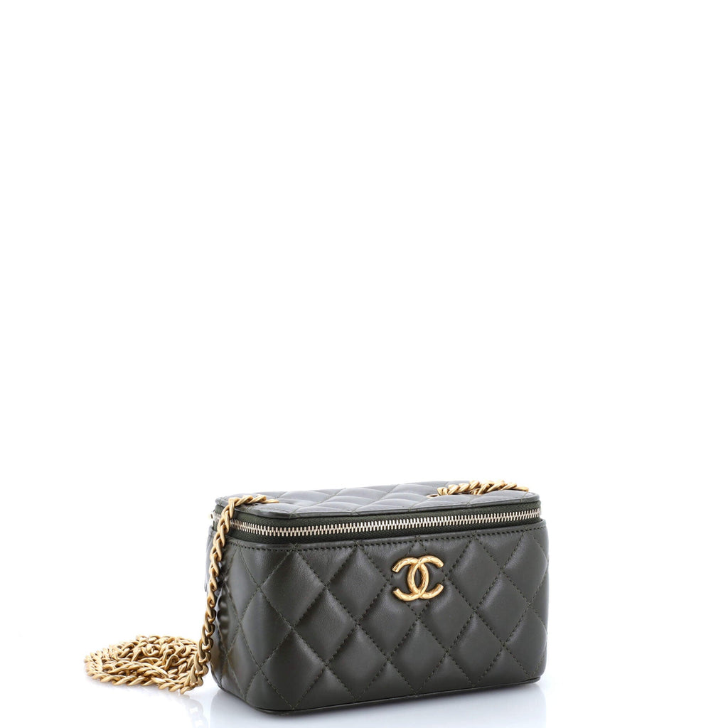 All Slide Long Vanity Case with Chain Quilted Lambskin Small