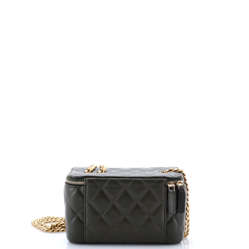 All Slide Long Vanity Case with Chain Quilted Lambskin Small