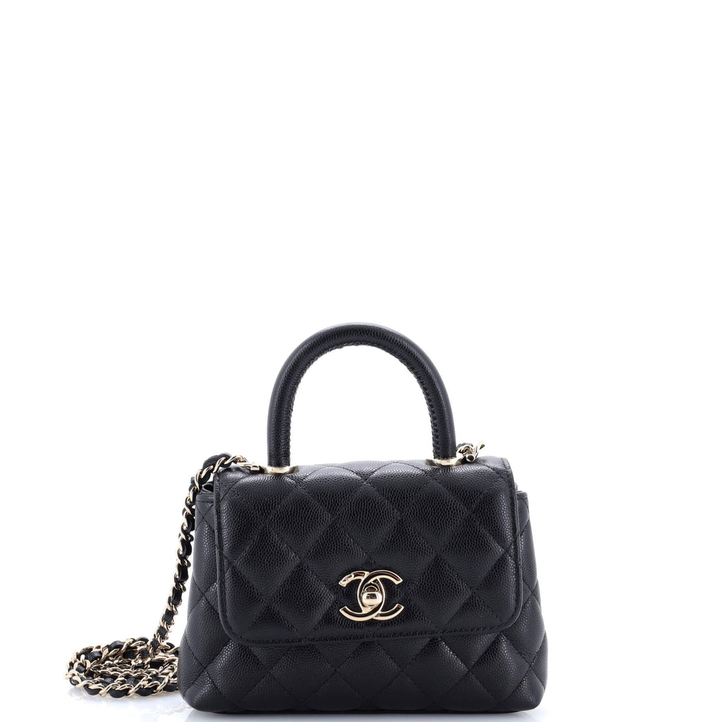 Coco Top Handle Bag Quilted Caviar Extra Mini