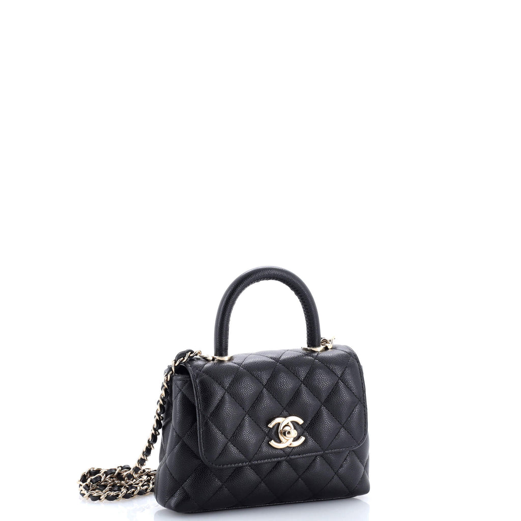 Coco Top Handle Bag Quilted Caviar Extra Mini