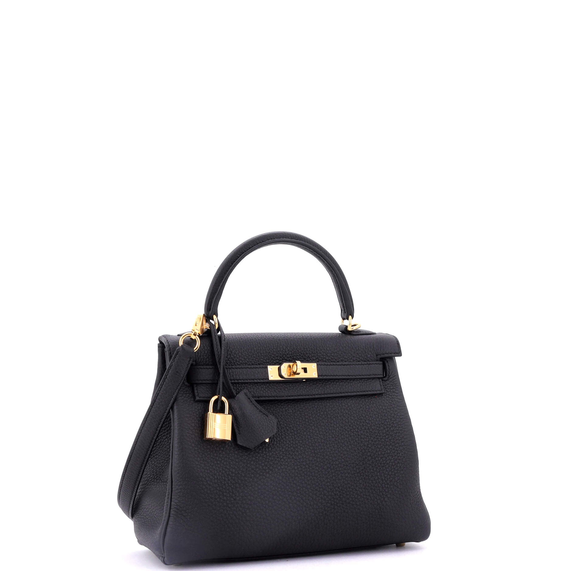 Kelly Handbag Noir Togo with Gold Hardware 25