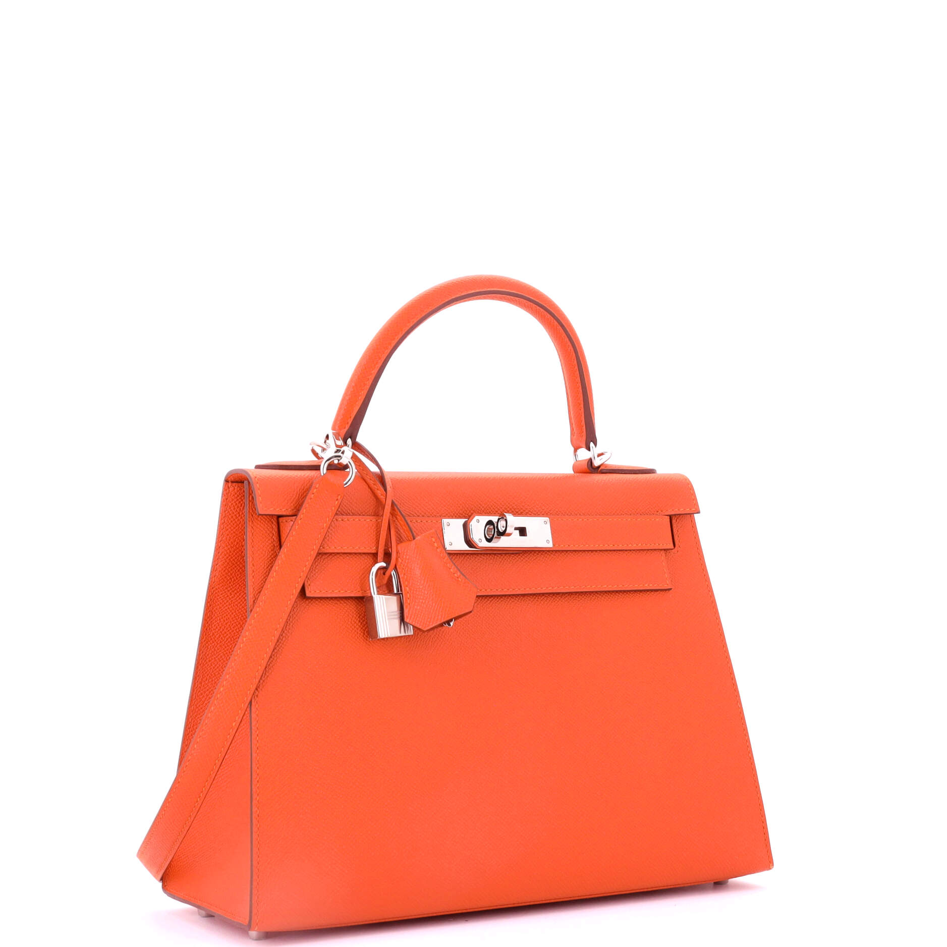 Kelly Handbag Orange H Epsom with Palladium Hardware 28