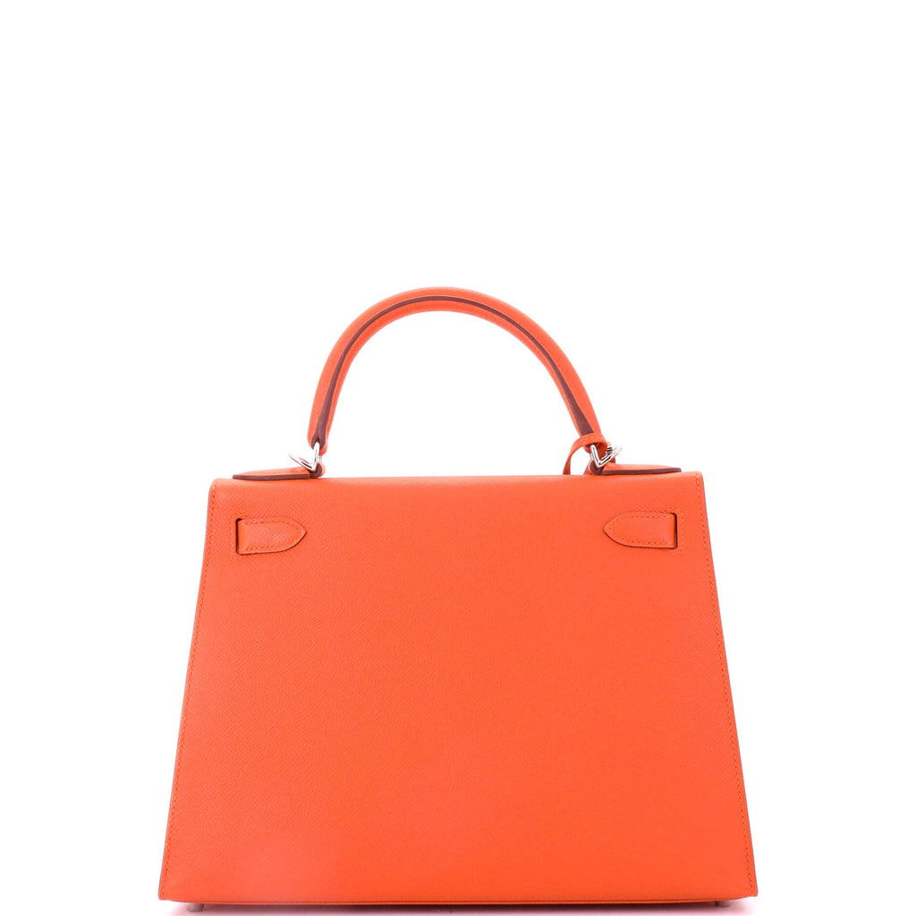 Kelly Handbag Orange H Epsom with Palladium Hardware 28