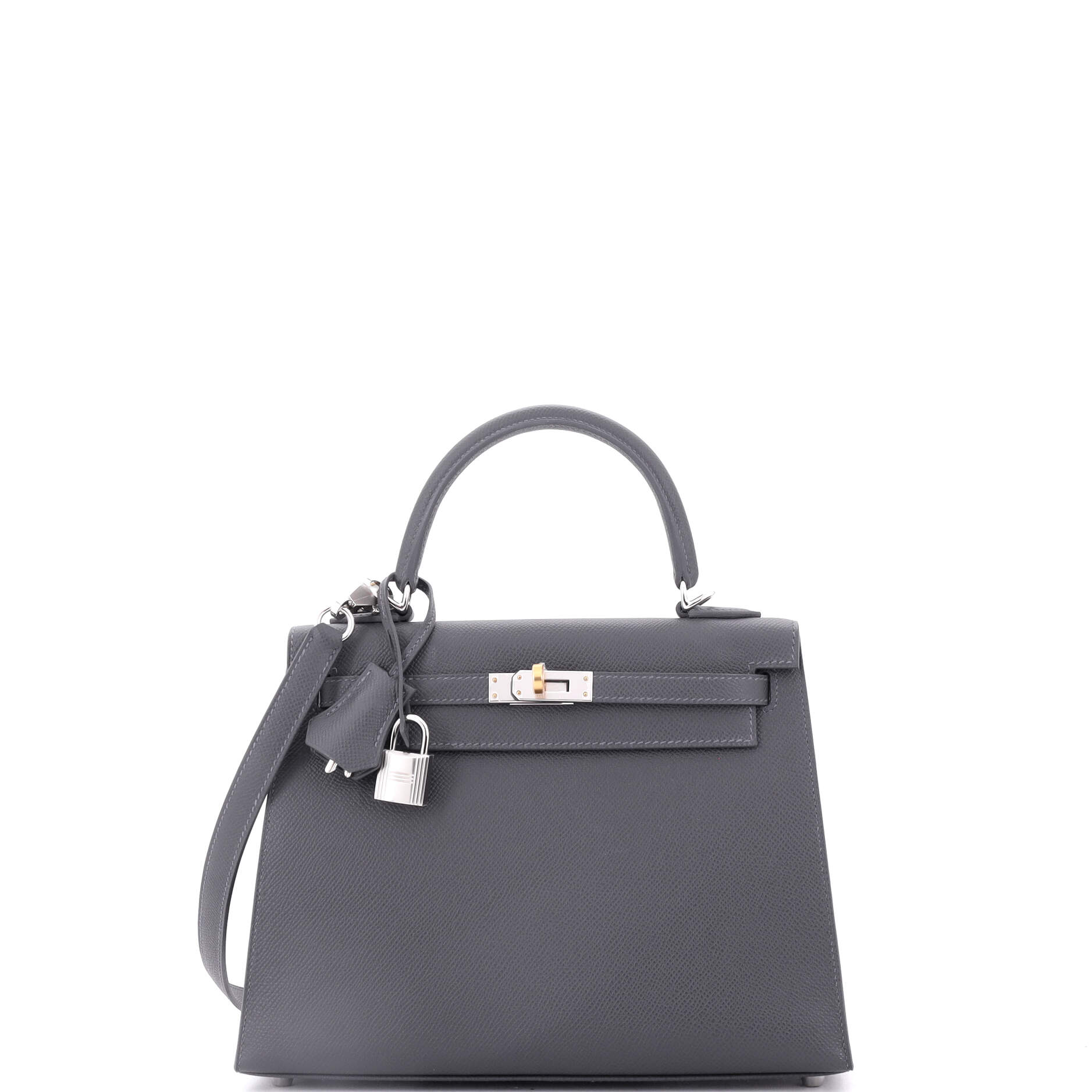 Kelly Handbag Grey Epsom with Electrum Hardware 25