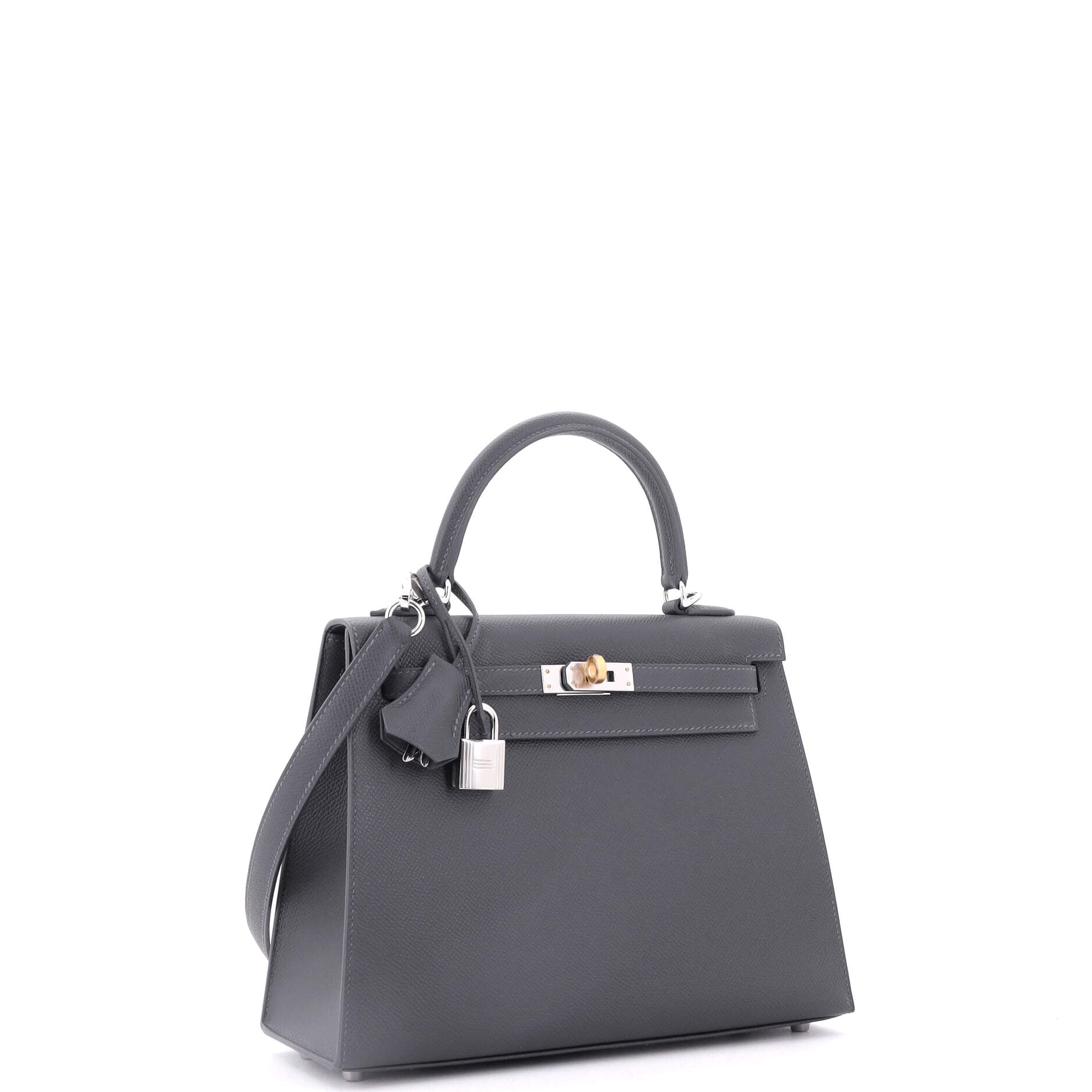 Kelly Handbag Grey Epsom with Electrum Hardware 25