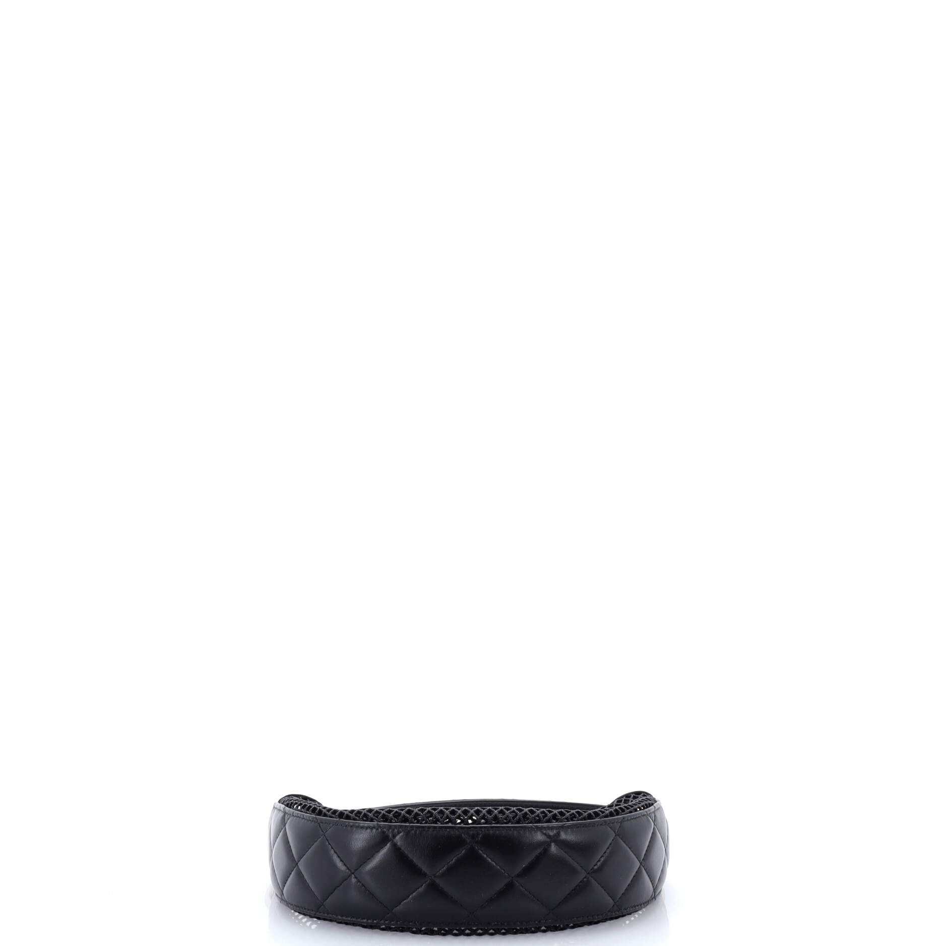 Half Moon Clutch with Chain Mesh with Quilted Lambskin