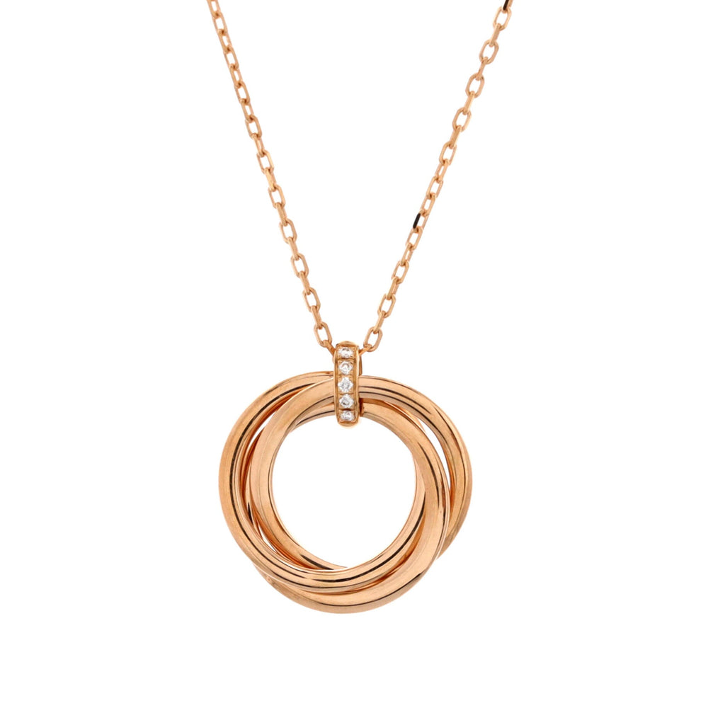 Trinity Pendant Necklace 18K Rose Gold and Diamonds