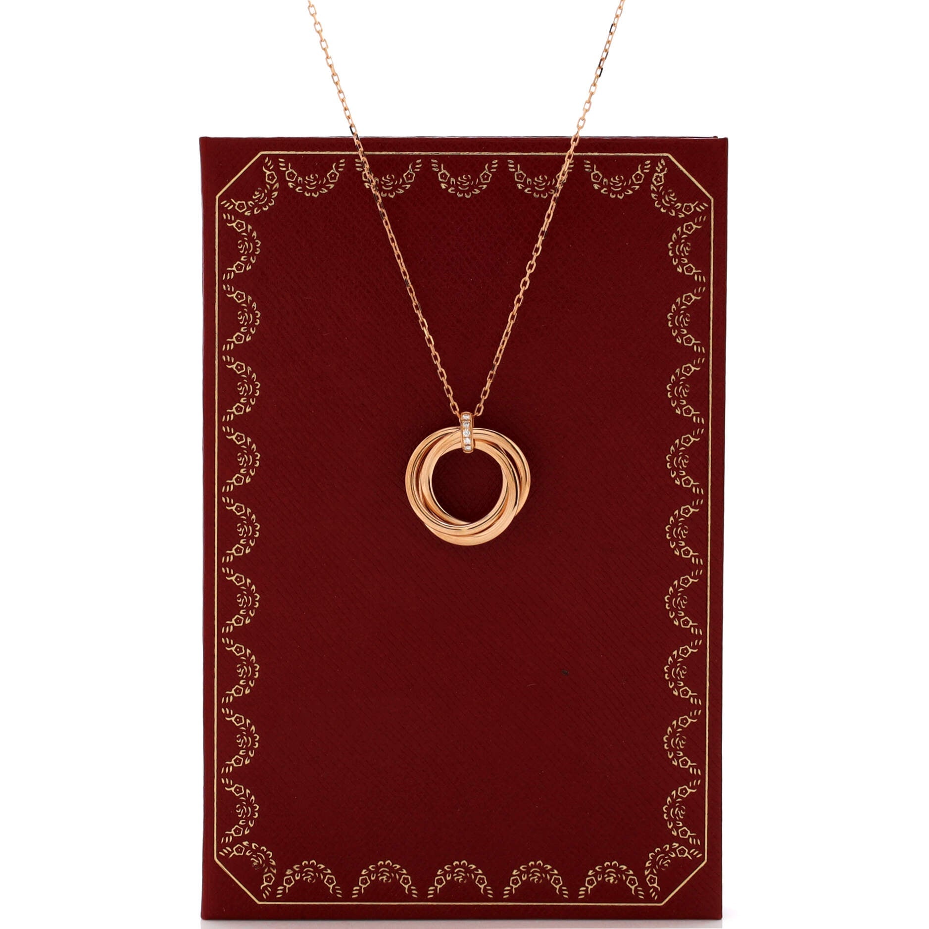 Trinity Pendant Necklace 18K Rose Gold and Diamonds