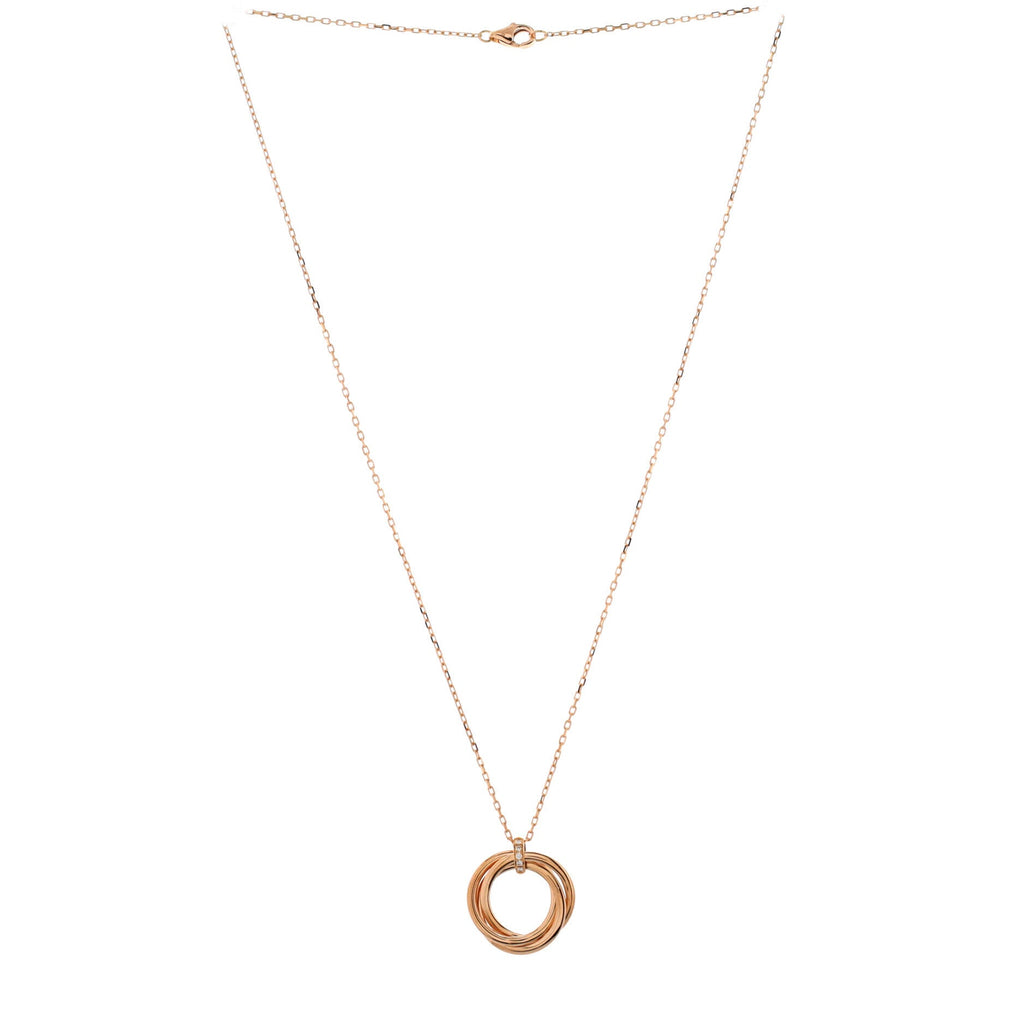 Trinity Pendant Necklace 18K Rose Gold and Diamonds