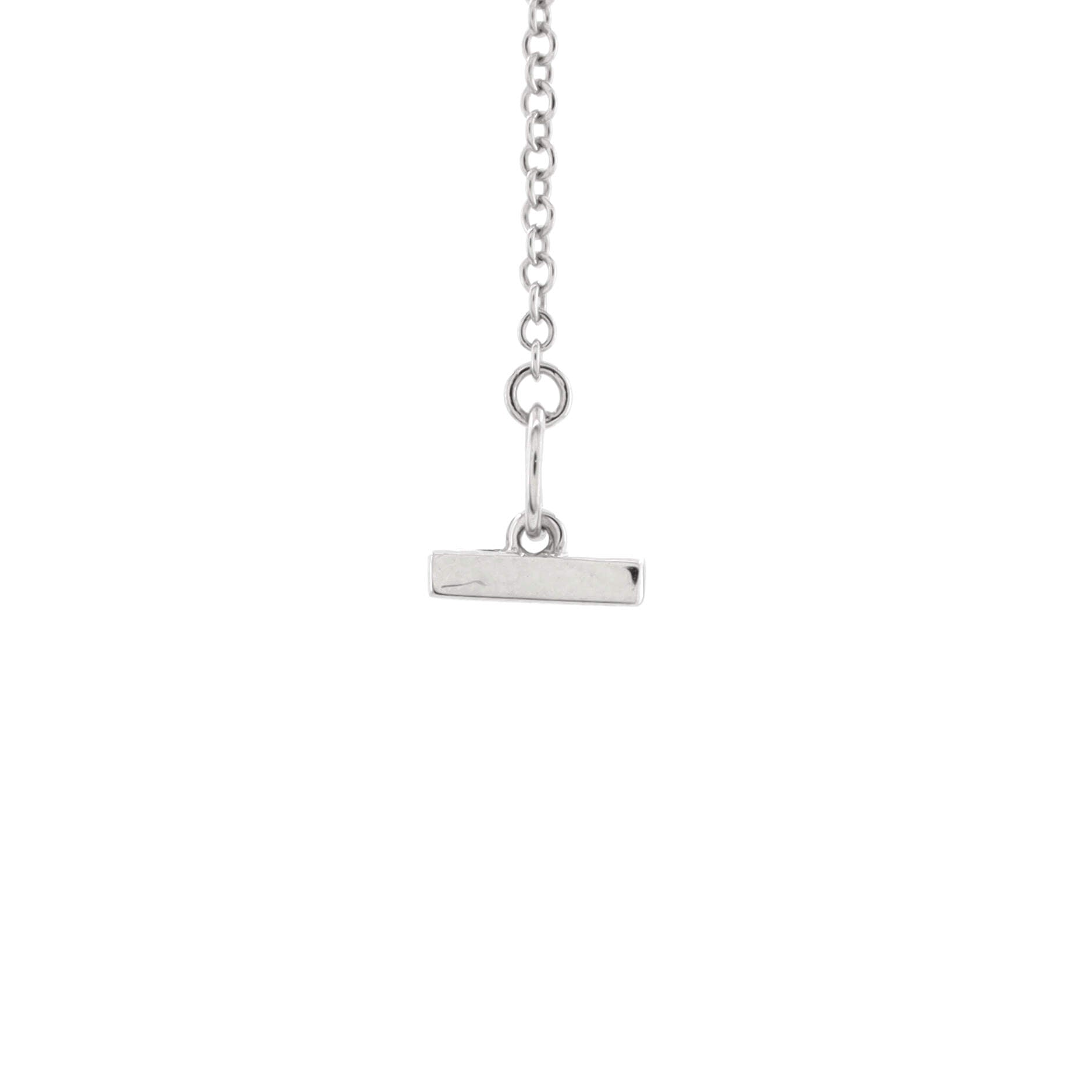 T Open Horizontal Bar Pendant Necklace 18K White Gold with Diamond
