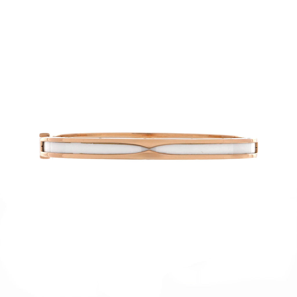 B.Zero1 Hinged Bangle Bracelet 18K Rose Gold and Ceramic 5.5mm