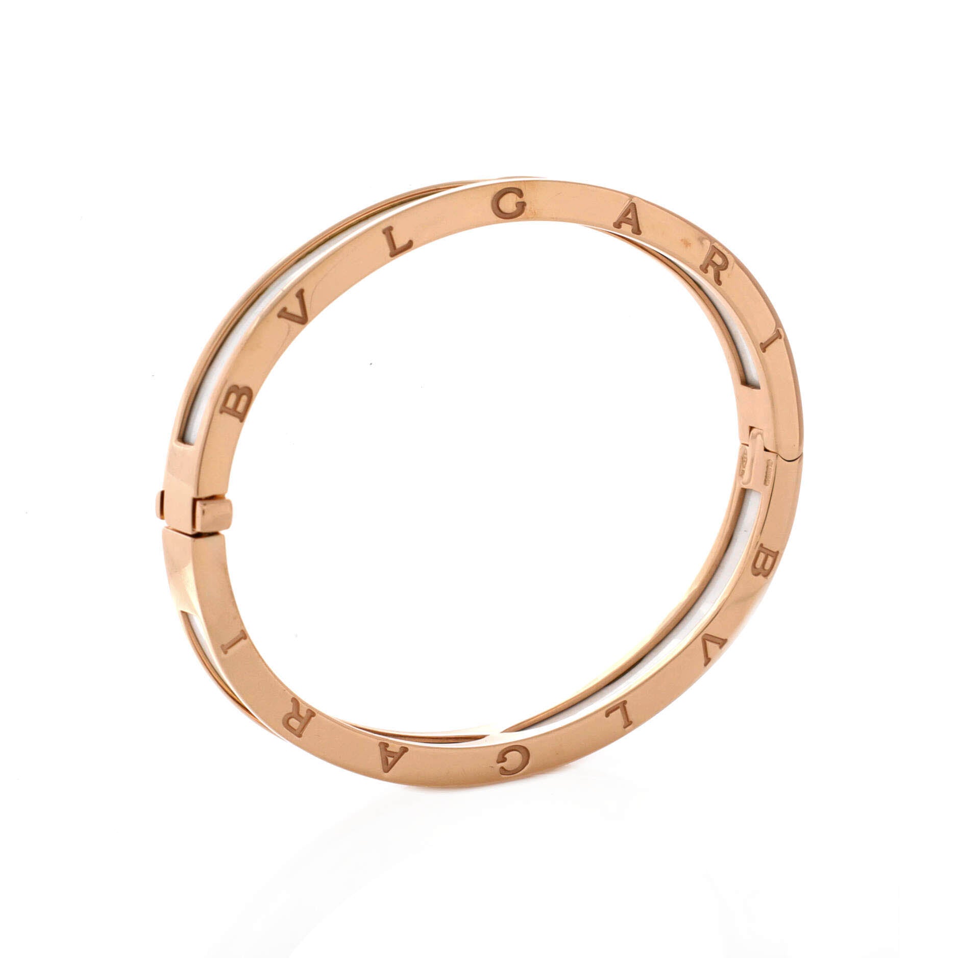 B.Zero1 Hinged Bangle Bracelet 18K Rose Gold and Ceramic 5.5mm