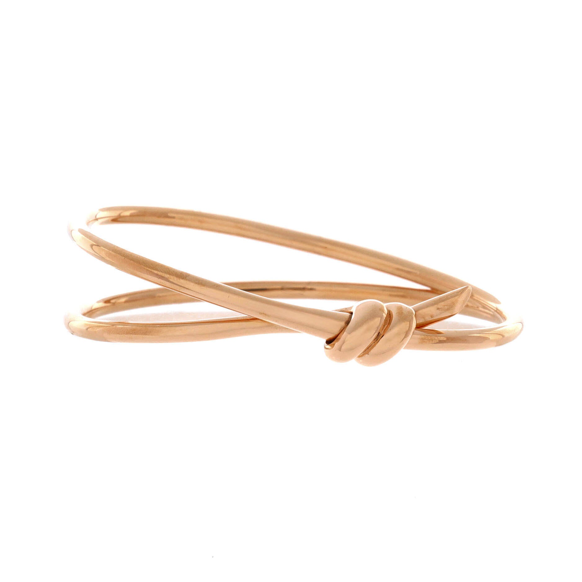 Knot Double Row Hinged Bangle Bracelet 18K Rose Gold