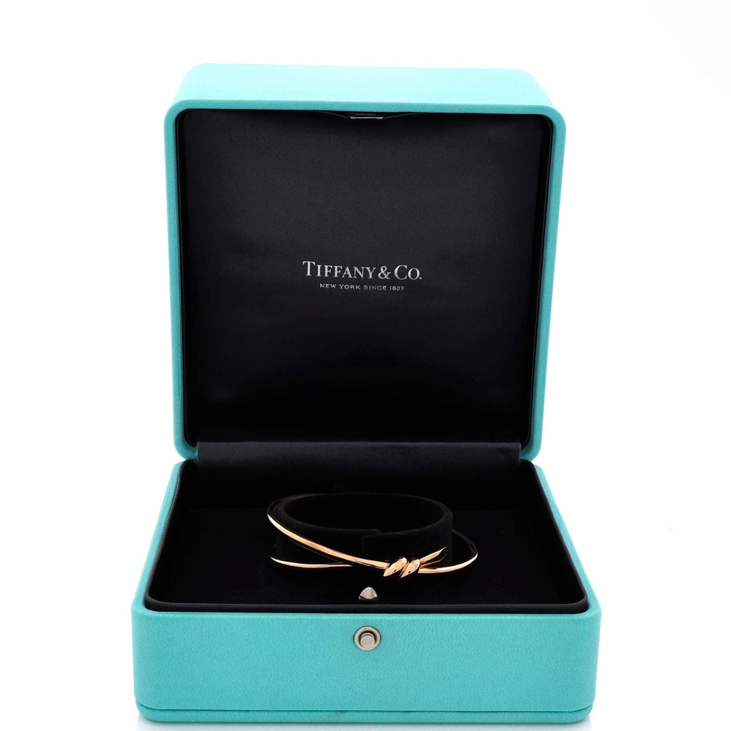 Knot Double Row Hinged Bangle Bracelet 18K Rose Gold