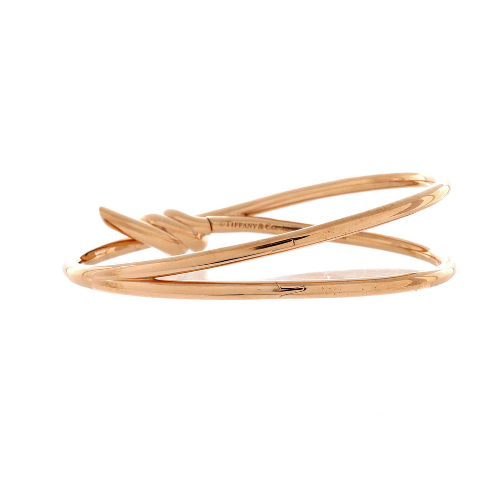 Knot Double Row Hinged Bangle Bracelet 18K Rose Gold