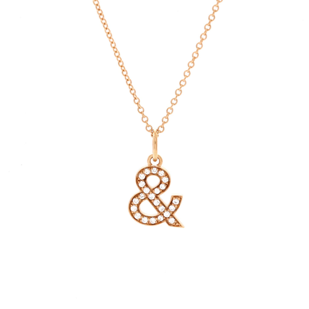 Ampersand Pendant Necklace 18K Rose Gold with Diamonds