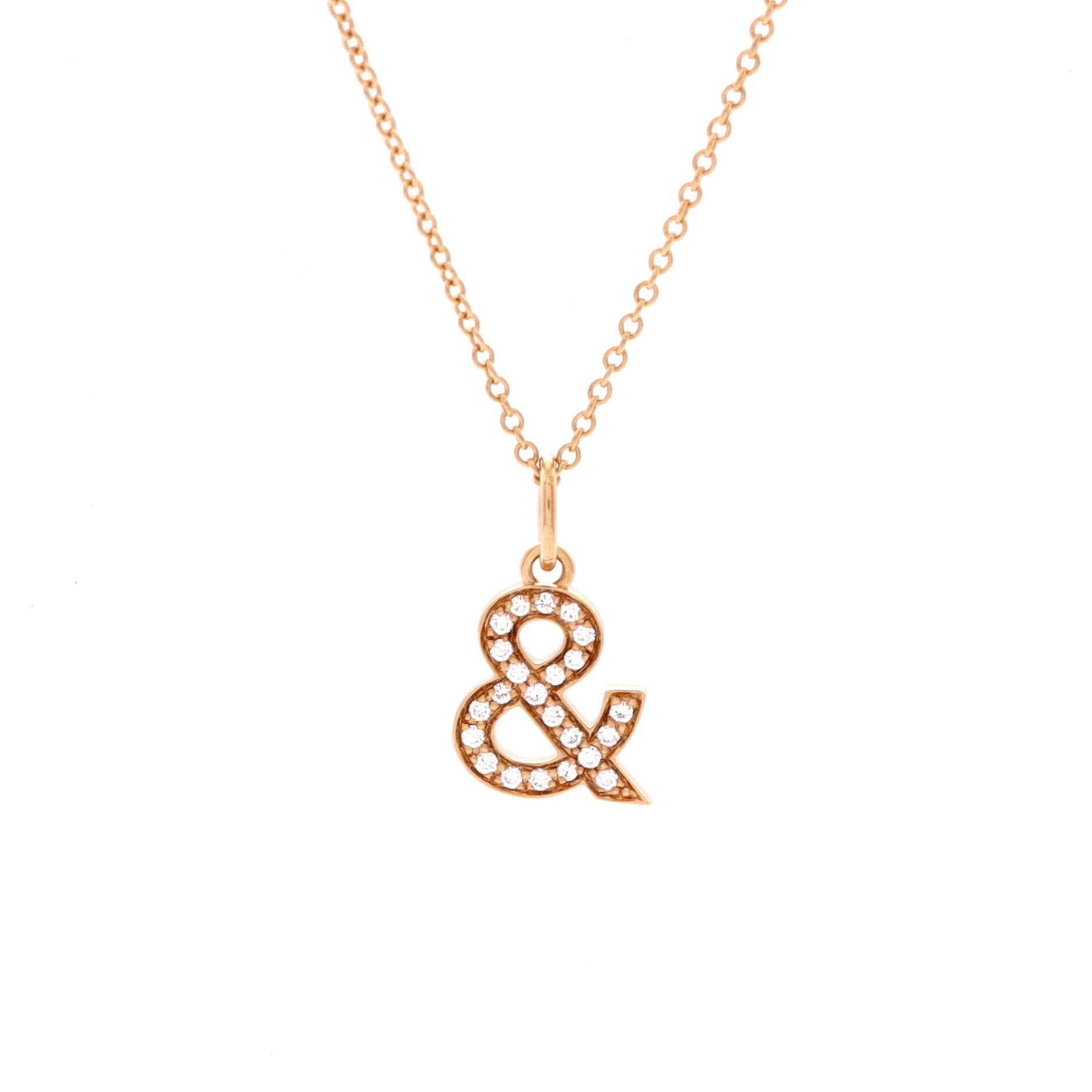 Ampersand Pendant Necklace 18K Rose Gold with Diamonds