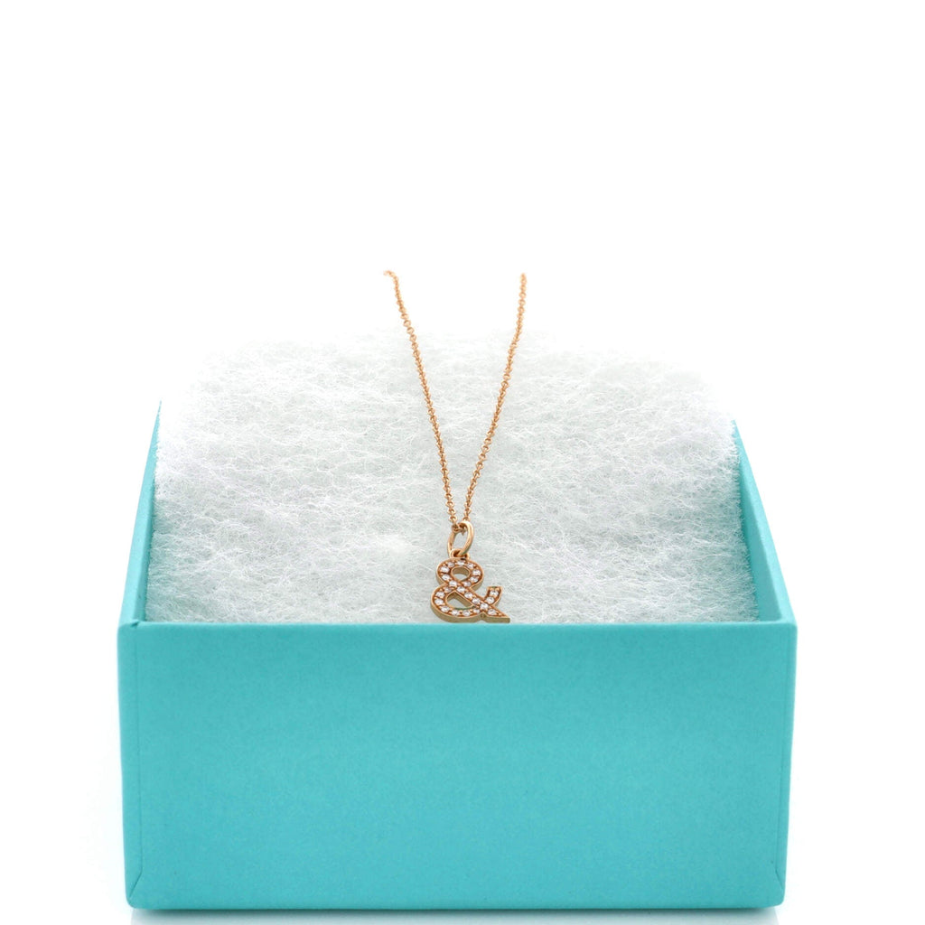 Ampersand Pendant Necklace 18K Rose Gold with Diamonds