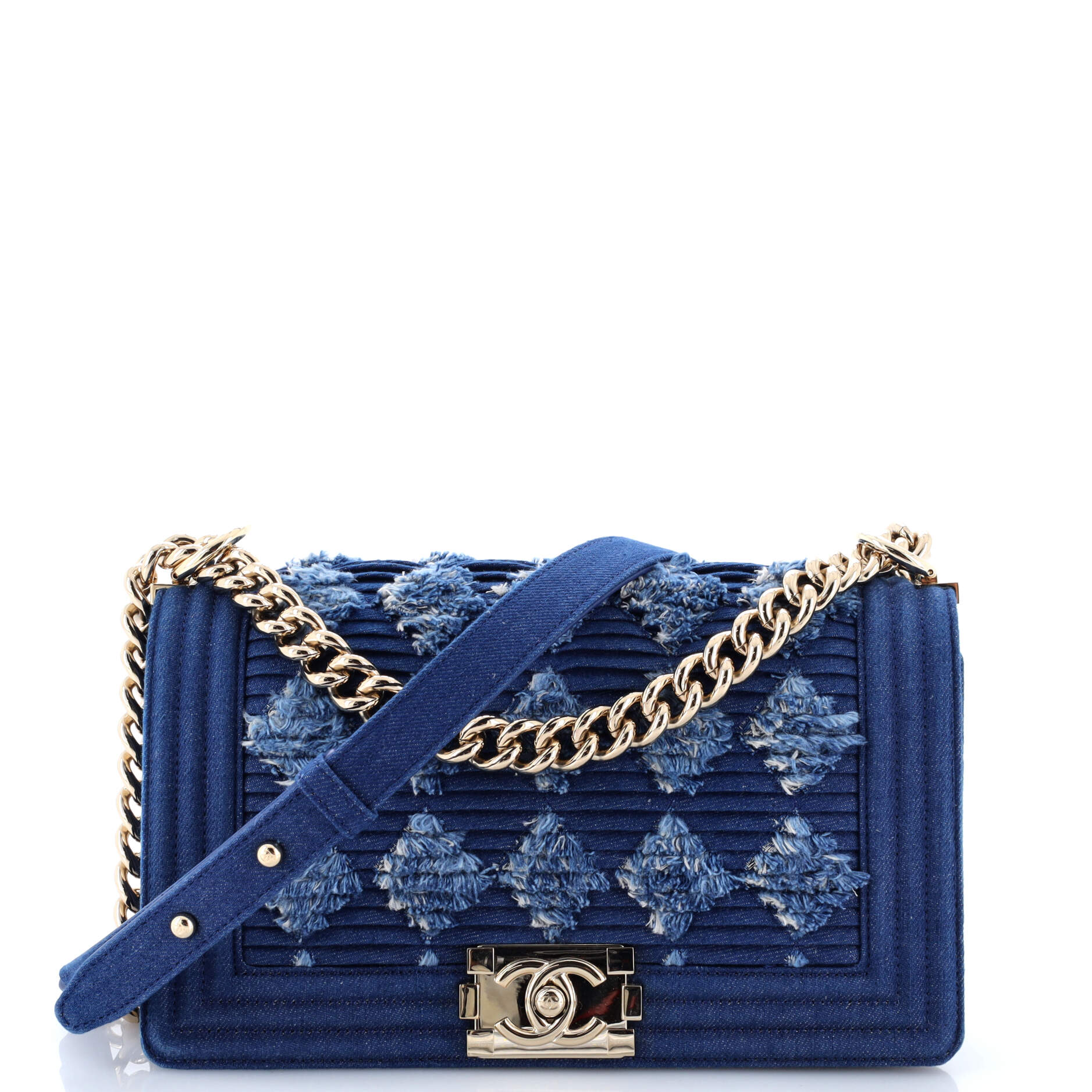Boy Flap Bag Pleated Fringe Denim Old Medium